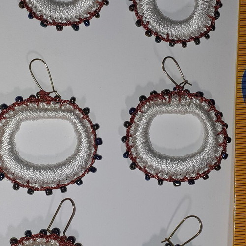 Handmade earrings pack of 4 pairs with silk thread and glass beads