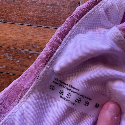 Shein pink embossed bikini M with ties
