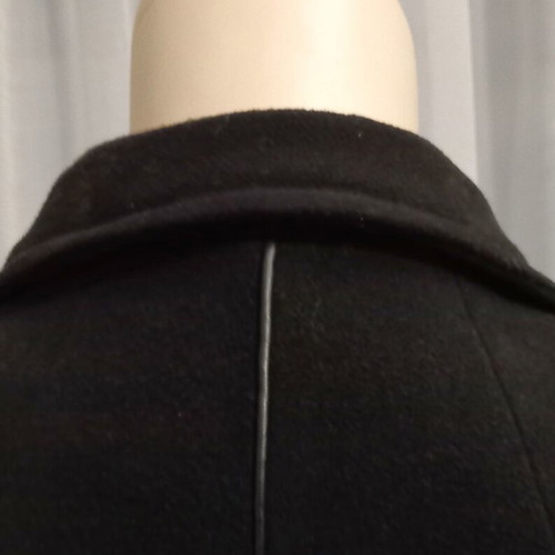Women's coat like new, black, size Small, wool with leather details