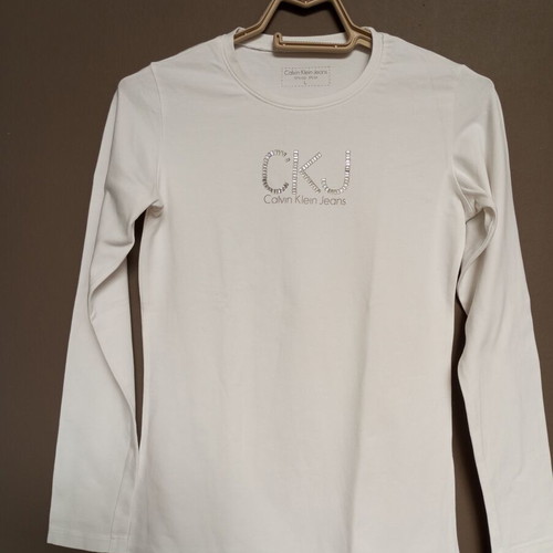 Unisex white long-sleeve shirt like new, round neck
