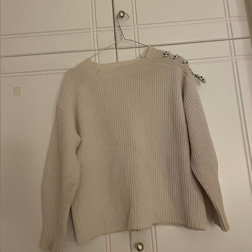 Zara girls' beige pullover with shoulder ribbon like new