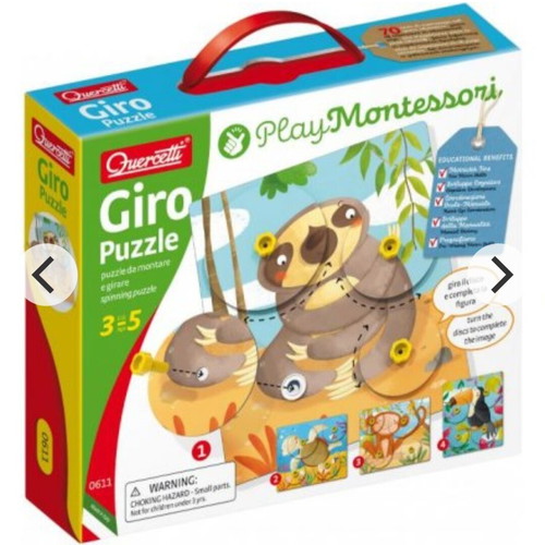 Quercetti Play Montessori Giro Puzzle new with 4 animal puzzles