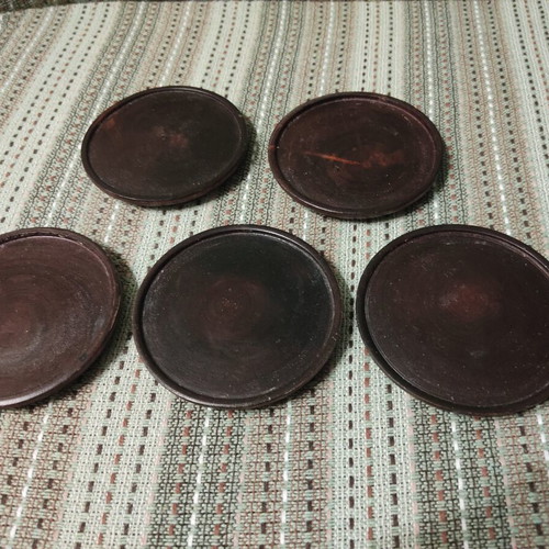 Wooden coasters set of 5, 9.5 cm diameter