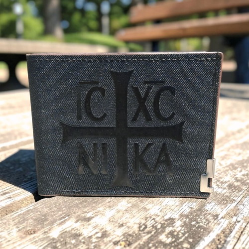 Fabric wallet with printed Jesus Christ Nika, new, black