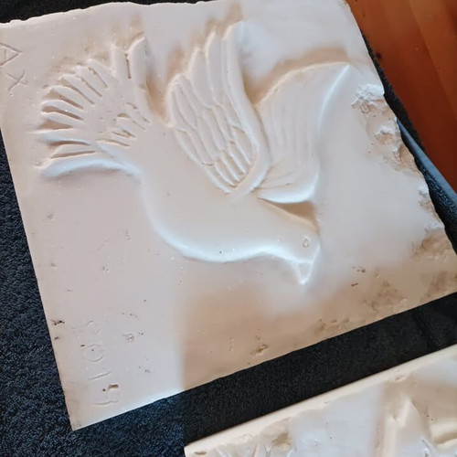 Marble sculpture new with dove 40x40 by local sculptor