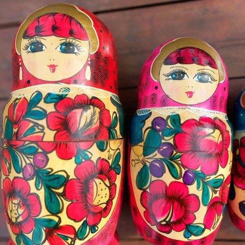 Matryoshka 1980 used, set of 7 dolls, 25cm