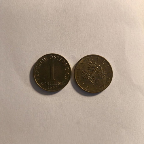 Collection of 22 Austria 1 Schilling coins used (1975–1997)