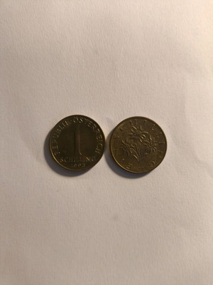 Collection of 22 Austria 1 Schilling coins used (1975–1997)