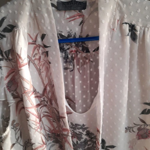 Kyara blouse used, size L, beige with ruffles