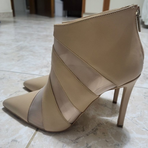 Guess ankle boots new, beige leather with transparent details, size 40