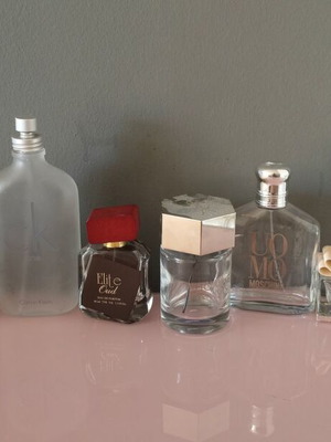 Empty perfume bottles used, set of 8 famous brands