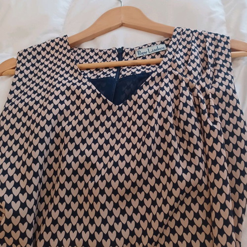 Popy Liaskos Small dress new, light beige with blue hearts