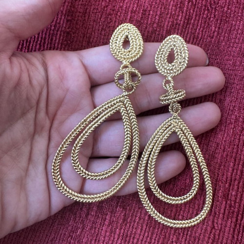 Silver 925 gold-plated teardrop earrings by famous designer new