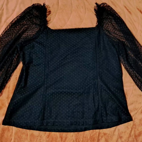 Blouse No 46 New Black With Tulle Sleeves