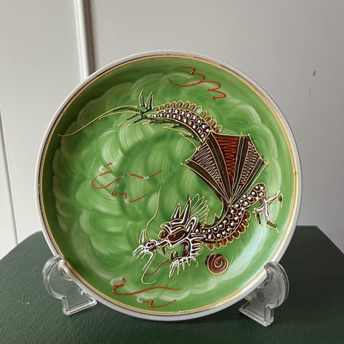 Vintage Japanese Dragonware Moriage Porcelain Plates set of 2 used