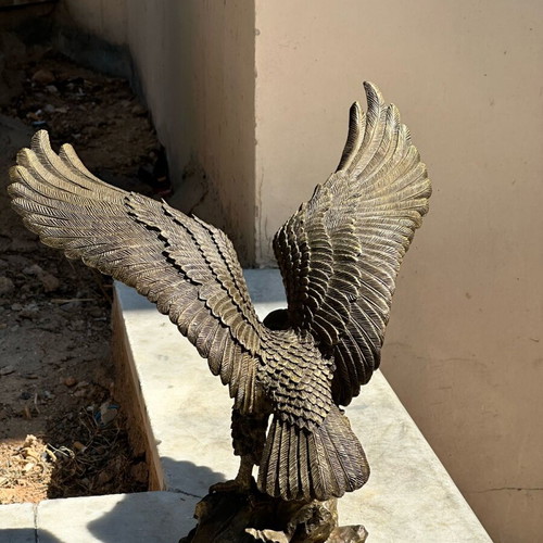 Brass eagle statue used with open wings