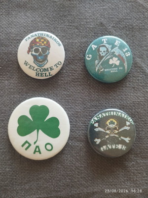 Panathinaikos 90's badge set of 4, like new