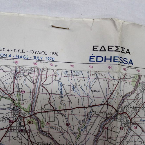 Edessa Map used, Greek Army Geographic Service 1970