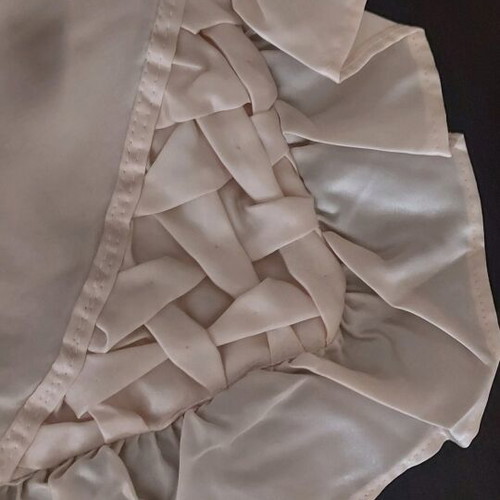 Satin bridal throw like new with large ruffle and exquisite design