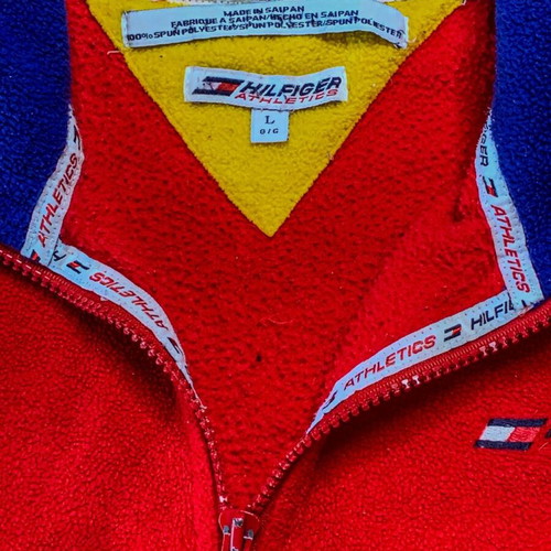 Tommy Hilfiger Athletics fleece quarter zip, red and blue, size L