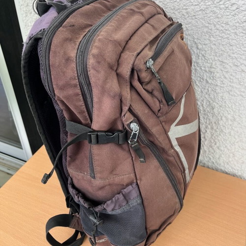 Magic Marine backpack used, brown and purple