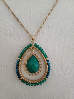 Gold-plated steel necklace with turquoise shades new