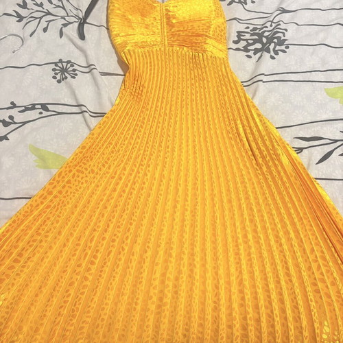 Next Yellow Satin Evening Dress like new, sizes S M