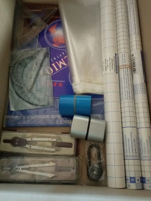 School stationery set like new with bonus 4 children's CDs and compass