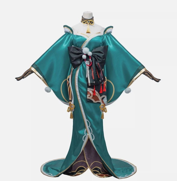 Miss Hina cosplay with wig from Genshin Impact XL