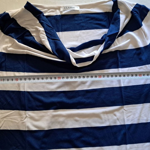 Marks & Spencer striped short-sleeve shirt like new, size 12 UK, blue and white