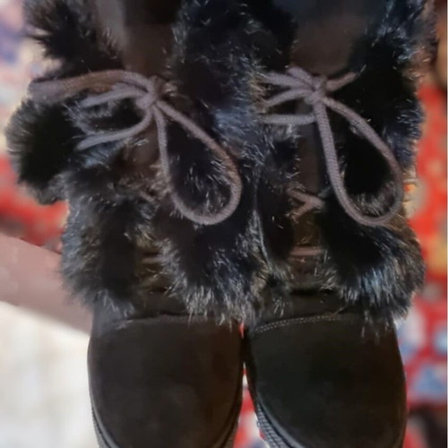 R.Polański boots new, platform suede fur black