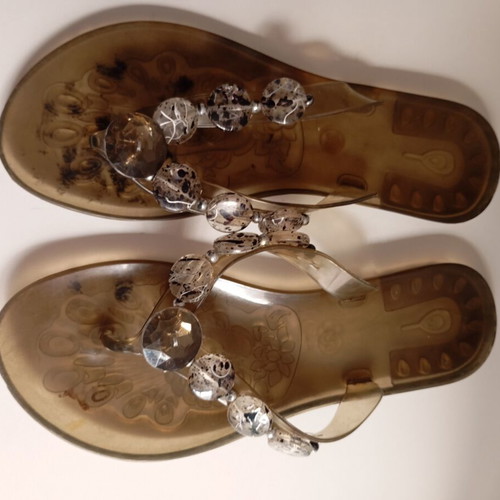 Jelly sandals flip flops used, size 38/39, black and grey