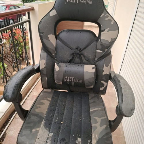 Act Gaming Office Chair used with black footrest, leatherette