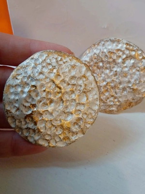 Handmade earrings new with porcelain and gold leaf, white and gold