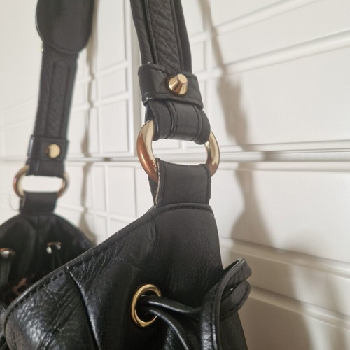 Juicy Couture shoulder bag used, black leather with gold details