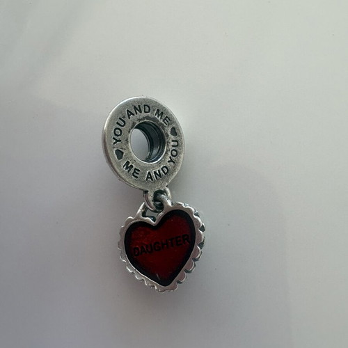 Pandora You And Me Charm used, silver and red