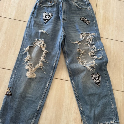 Zara baggy statement jeans, blue, size XXL