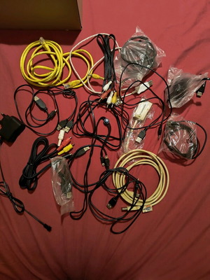 Cable pack used, USB, ADSL splitter, phone, audio and video cables