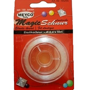 Κορδόνι χειροτεχνίας πλαστικό ελαστικό λευκό διαφανές Meyco 0.6mmx10m 65255