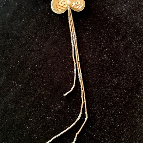 Handmade butterfly brooch with sequins like new, pink and gold