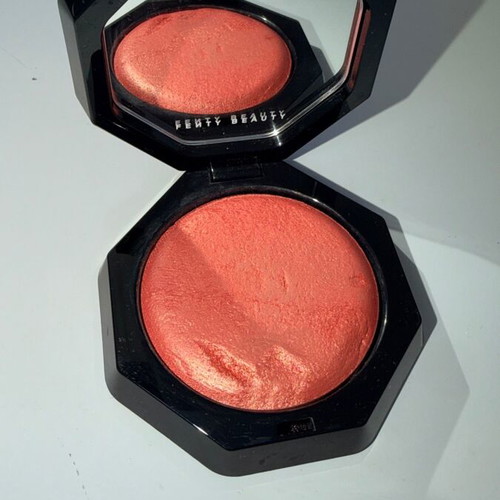 Fenty Beauty blush highlighter used, peach coral orange shimmer