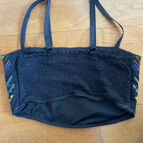 Bustier black, gold or platinum and beige shorts used, size S