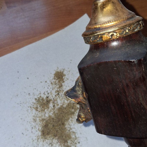 Vintage Reuge musical pepper mill with wild boar and pheasant, Alouette