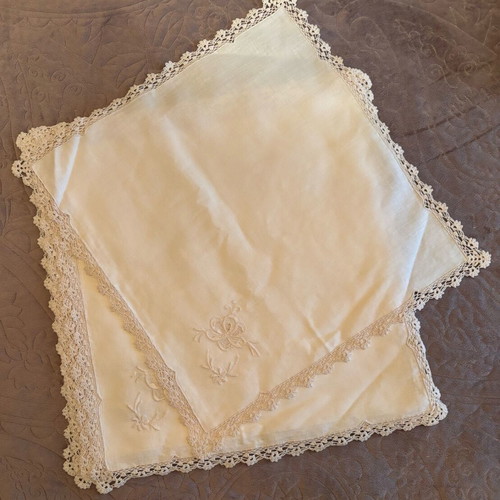 Table napkins new, pack of 8 with handmade lace 0.44x0.44