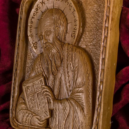 St. John the Theologian image made of wax, mastic and incense