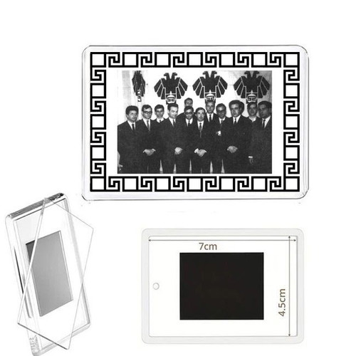 Greek propaganda fridge magnet with transparent acrylic photo frame