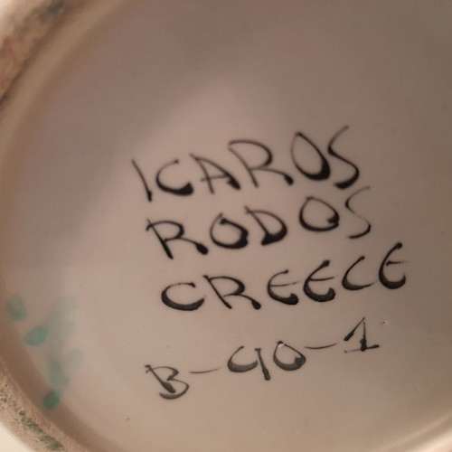 Icaros collectible ceramics used, set of 3, hand-painted