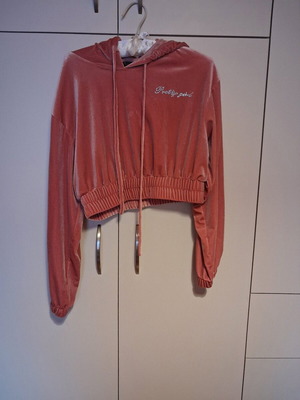Velvet crop sweatshirt used, pink, size M