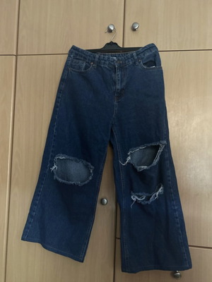 Enter jeans XL wide leg with ripped details, new, blue