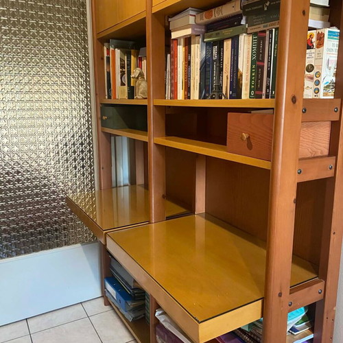 Laro bookcase like new walnut wood with desks and drawers
